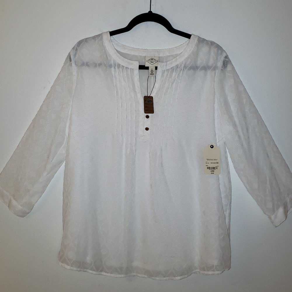 (NWT) St. John's Bay White Blouse.  Size L.